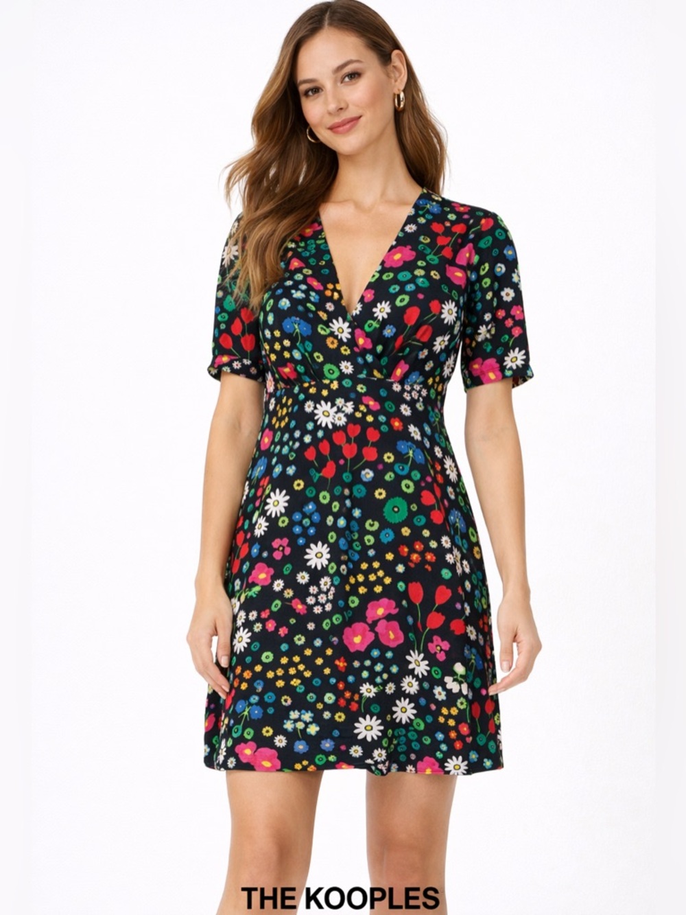 The Kooples Paris Floral Wrap Mini Dress Silk Feel NWT Chic $200